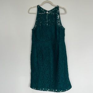 Lace jcrew cocktail dress, teal / peacock, like new